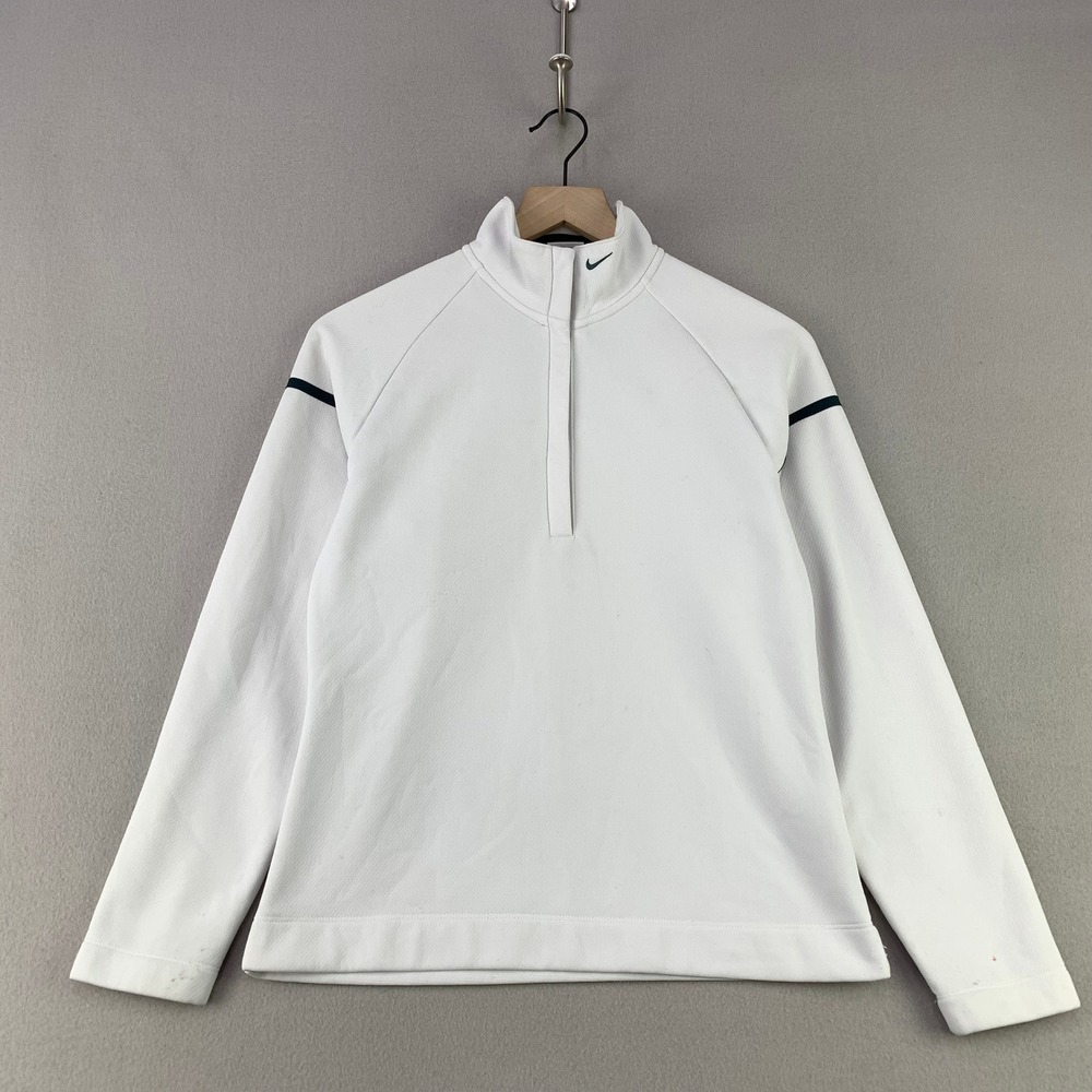 Nike Golf 1/4 Zip Fleece Pullover Womens Small Whited‎ Performance Long Sleeve